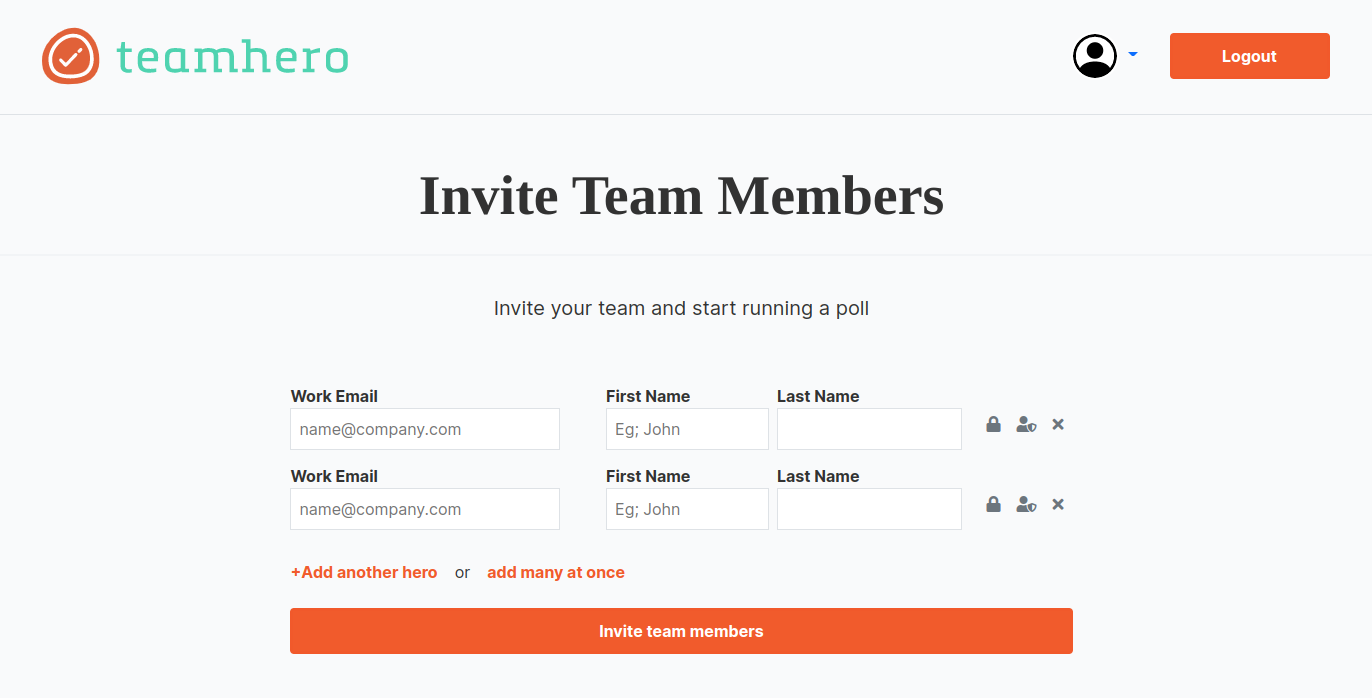 screenshot for invite team members page